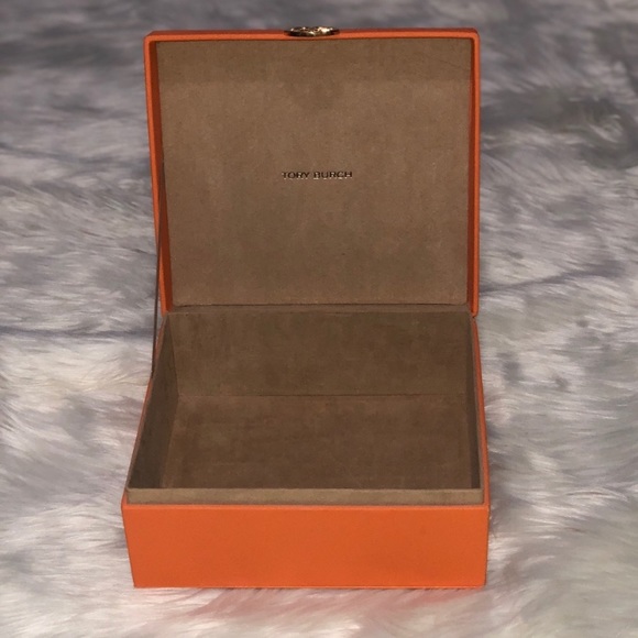 Tory Burch Orange & Gold Leather Storage Box - Picture 7 of 13